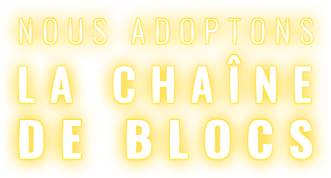 Adopter la technologie de la chaîne de blocs : texte éclairé avec chaîne de blocs en gras 
